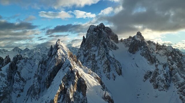Beautiful Panorama of Dolomites Mountains During Winter
