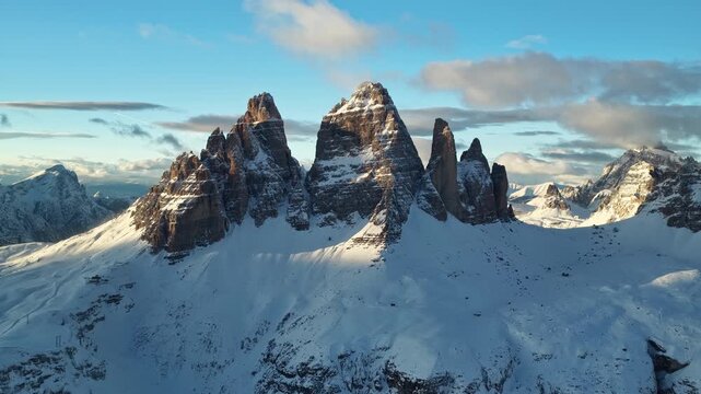 Beautiful Panorama of Dolomites Mountains During Winter