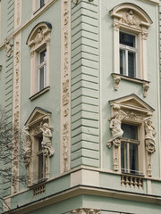 ornate facade details on prague building © by Natallia