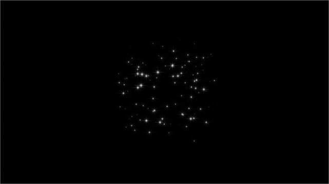 White particles stars exploding transition with blinking stars chroma key effects, Shining white particle stars dust with fairy tail glitter particles sparkling on black background, 4K
