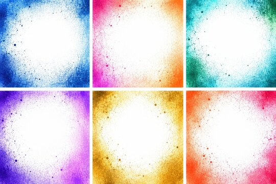 Grainy spray gradient borders and textured edge overlays for graphic designers, digital collages, poster layouts, branding projects, and creative compositions