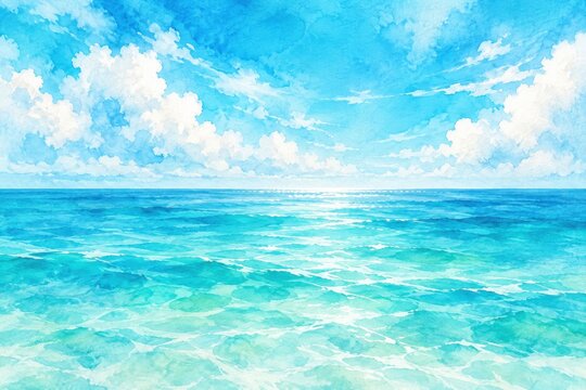 Vibrant turquoise blue and white watercolor texture backdrop for coastal branding, ocean themed stationery, wellness packaging, serene website headers, and modern wall decor