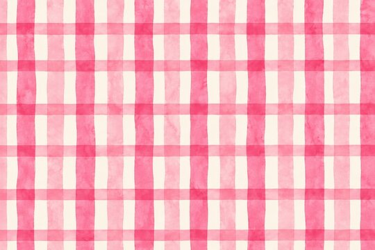 Watercolor seamless pattern featuring irregular pink stripes, hand drawn vertical lines, plaid repeat design for wrapping paper, textiles, fabric, wallpaper and stationery