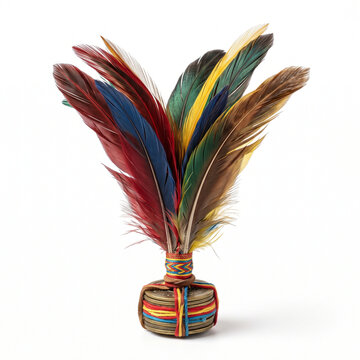 Traditional Feather Shuttlecocks on a White Background