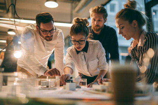 Product design team developing a prototype