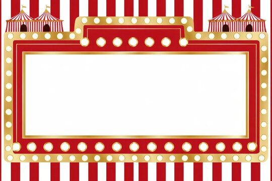 Red and Gold Circus Marquee Frame with Blank Center
