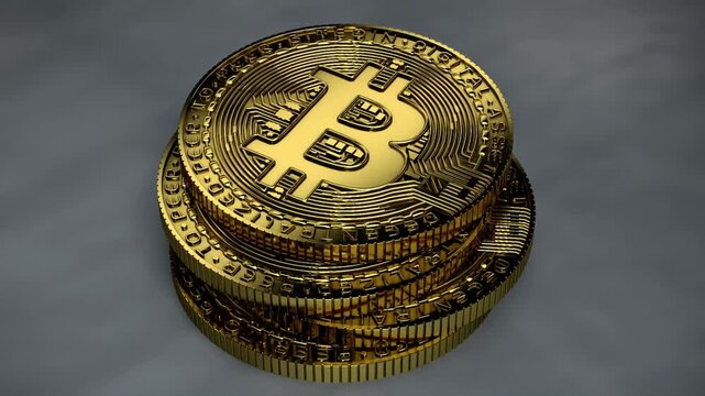 Cryptocurrency Mining and Asset Investment Concept with Bitcoin Stack