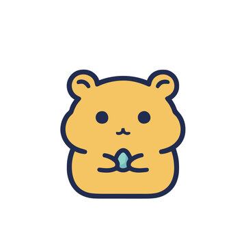 Cartoon hamster holding a blue object