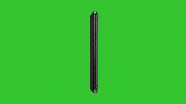 Generic Modern Smartphone Rotating 180 Degrees Mockup Animation Isolated on Chroma Key Green Screen