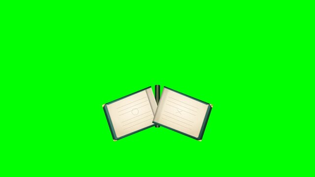 4K 30fps premium commercial motion graphic featuring a prominent hardcover book opening, a 3D yellow pencil locked precisely to an educational growth B&eacute;zier arc with tangent rotation, seamless 6-secon