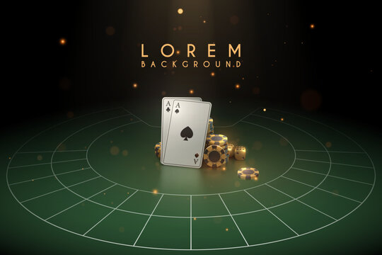 Casino background with cards chips and dice
