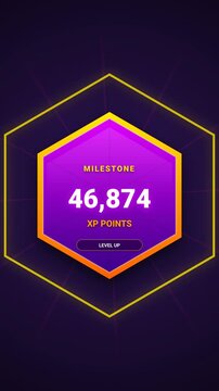 Gamified Milestone Achievement Screen with Hexagonal Design