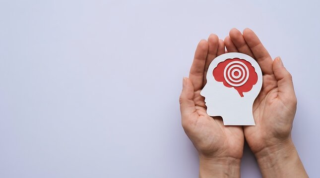Hands holding human brain cutout for world stroke day awareness