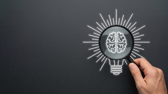 Brain light bulb under magnifying glass for world stroke day