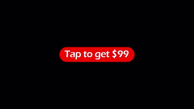 Animated $99 cash reward button animation in 4k animation with alpha channel  tap to get money button icon sign animated on transparent background top to get $99 dollar animation 