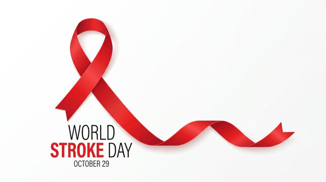 Red awareness ribbon for world stroke day medical health concept
