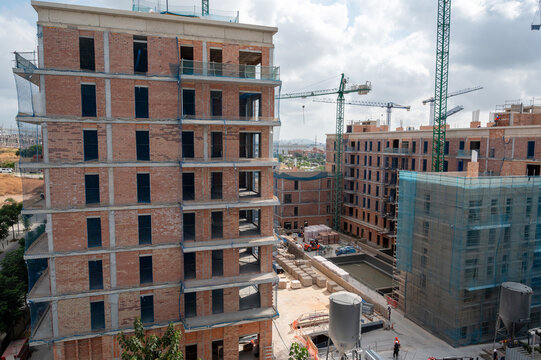 Urban construction site developing new residential buildings