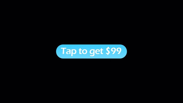 Animated $99 cash reward button animation in 4k animation with alpha channel  tap to get money button icon sign animated on transparent background top to get $99 dollar animation 