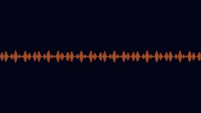 Orange and yellow dotted halftone soundwave audio equalizer spectrum on black background