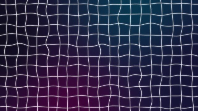 Abstract wavy grid animation moving across a vibrant purple and blue gradient background.