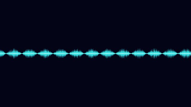 Vibrant cyan digital audio soundwave visualizer block on black background