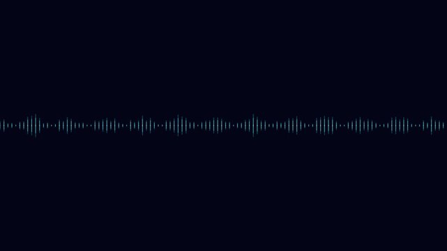 Faded dark blue digital audio frequency wave line on black background