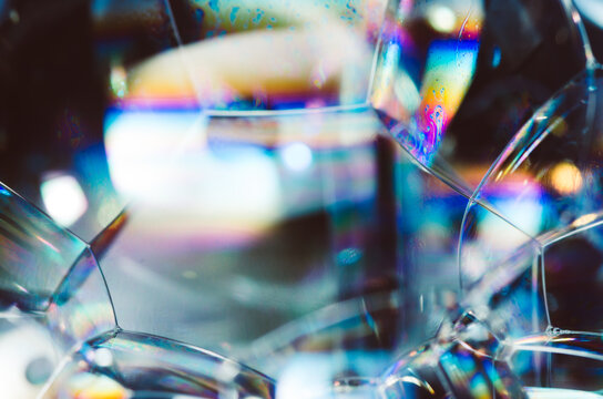 macroshot of iridescent soap foam 