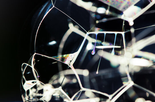 macroshot of iridescent soap foam 