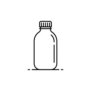 Minimalist medicine bottle line art vector icon illustration with clean strokes and simple design