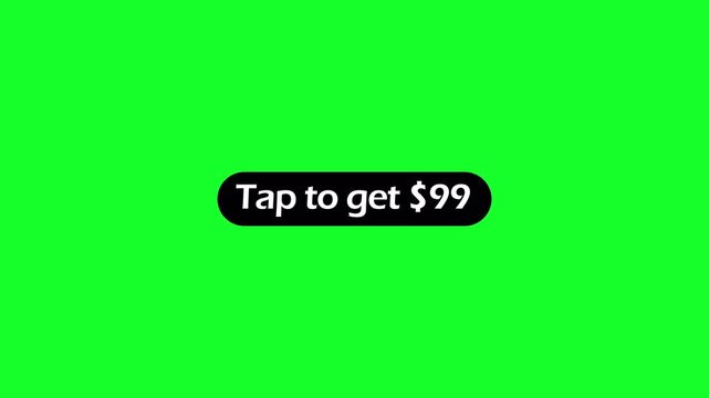 Animated $99 cash reward button animation in 4k animation with alpha channel  tap to get money button icon sign animated on transparent background top to get $99 dollar animation 