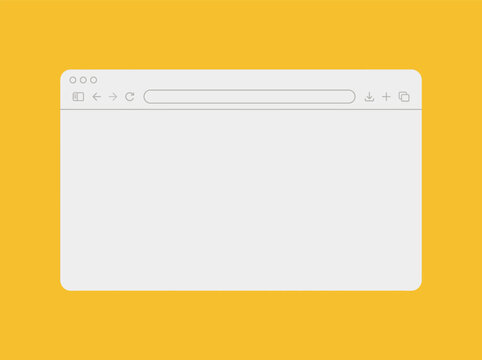 Minimal flat web browser window frame on a solid yellow background