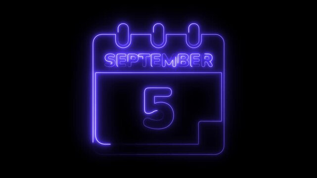 September 5th neon calendar date reminder appointment schedule modern design black background