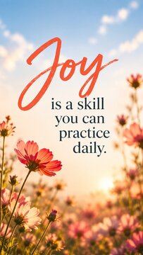 Positive quote about happiness, gratitude, and practicing joy as a daily habit for a healthier and more mindful lifestyle.