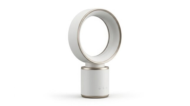 Air purifier fan performing air cleaning in modern home with copy space