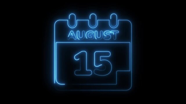 August 15th date neon glowing calendar reminder deadline appointment schedule notification event planning important date
