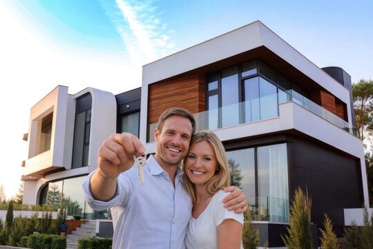 Happy couple new home purchase
