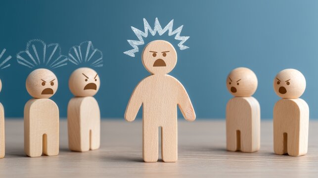 Toxic leadership, burnout emotional stress, employees, Overwhelmed Employee Facing Micromanagement and Emotional Exhaustion - Workplace Anxiety Concept with Angry Bosses and Shouting Icons.