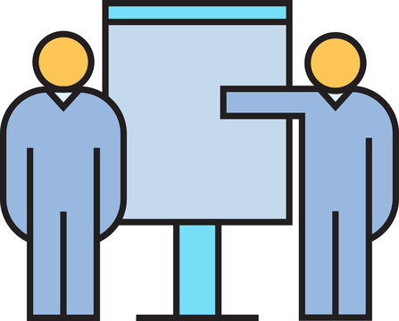 person presenting on whiteboard icon
