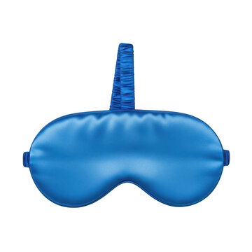 Blue silk sleep mask for comfortable night rest isolated on transparent background