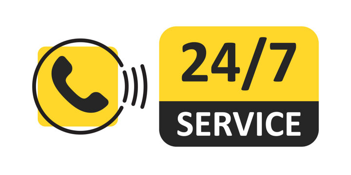 24/7 service icon in flat style. Customer support vector illustration on isolated background. Delivery service sign business concept.