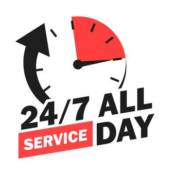 24/7 service icon in flat style. Customer support vector illustration on isolated background. Delivery service sign business concept.