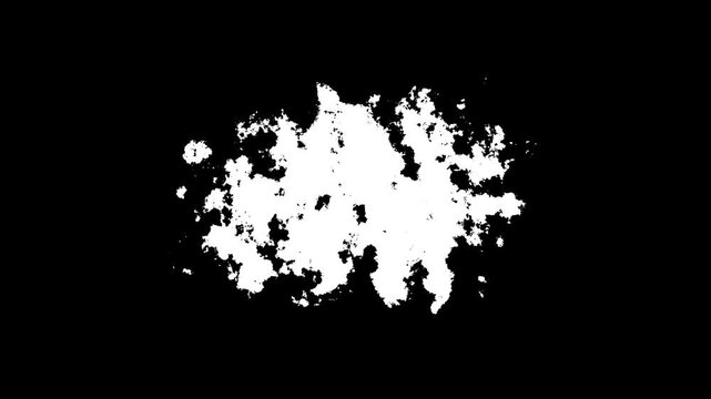 Black watercolor paint spreading in fluid waves across a black background, abstract ink drops, grunge splatters and expressive brush strokes, creative cinematic transition effect, seamless 4k video