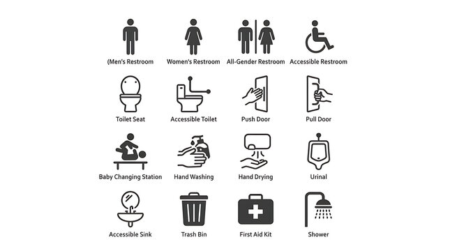 Set of accessibility and facility icons