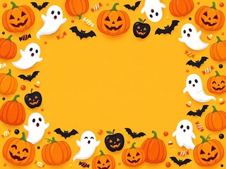 Obraz premium Halloween cartoon illustrations with ghosts and pumpkins