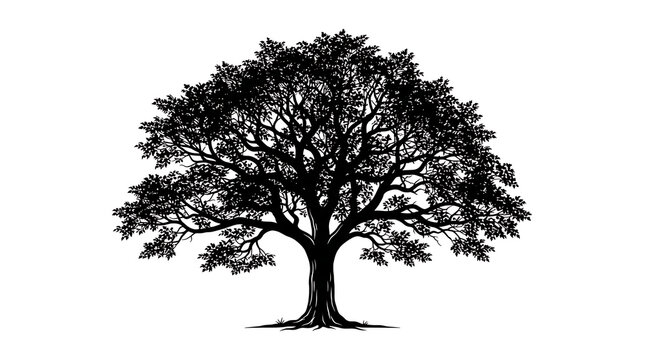 Black and white tree icon with branches