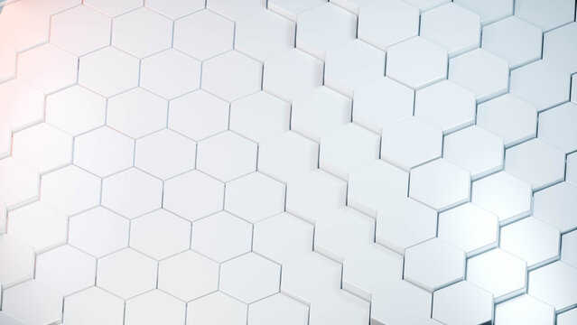 White geometric hexagonal pattern with abstract grid background