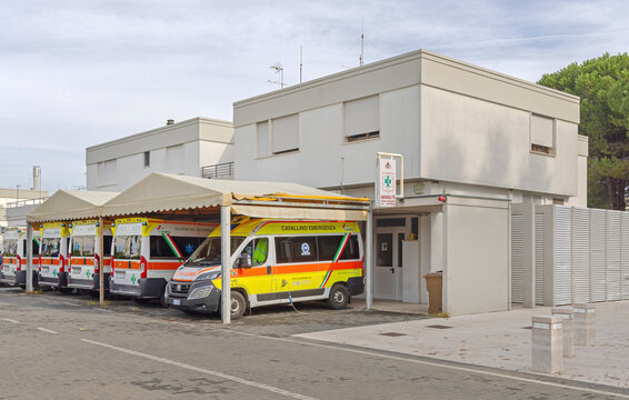Ems Vans Parked at First Aid Emergency Station in Cavalino Treporti Italy