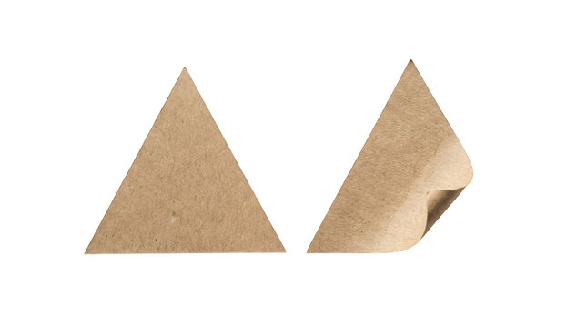 Two brown paper triangles isolated on transparent background
