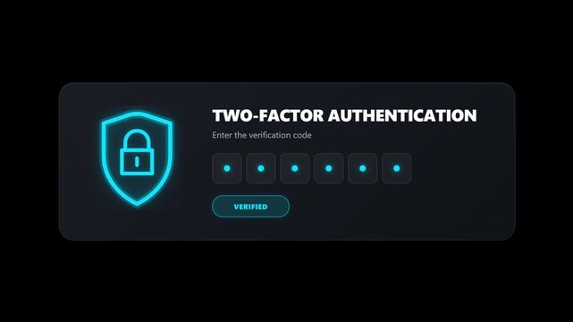 Two Factor Authentication Verification OTP Security Login UI Panel Alpha Channel 4K Animation