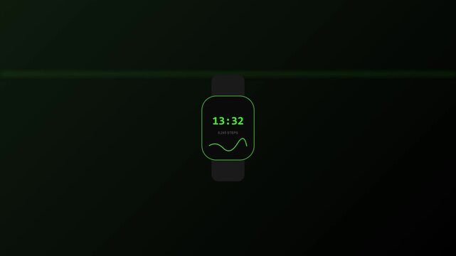 Minimalist digital smart watch interface on dark background
